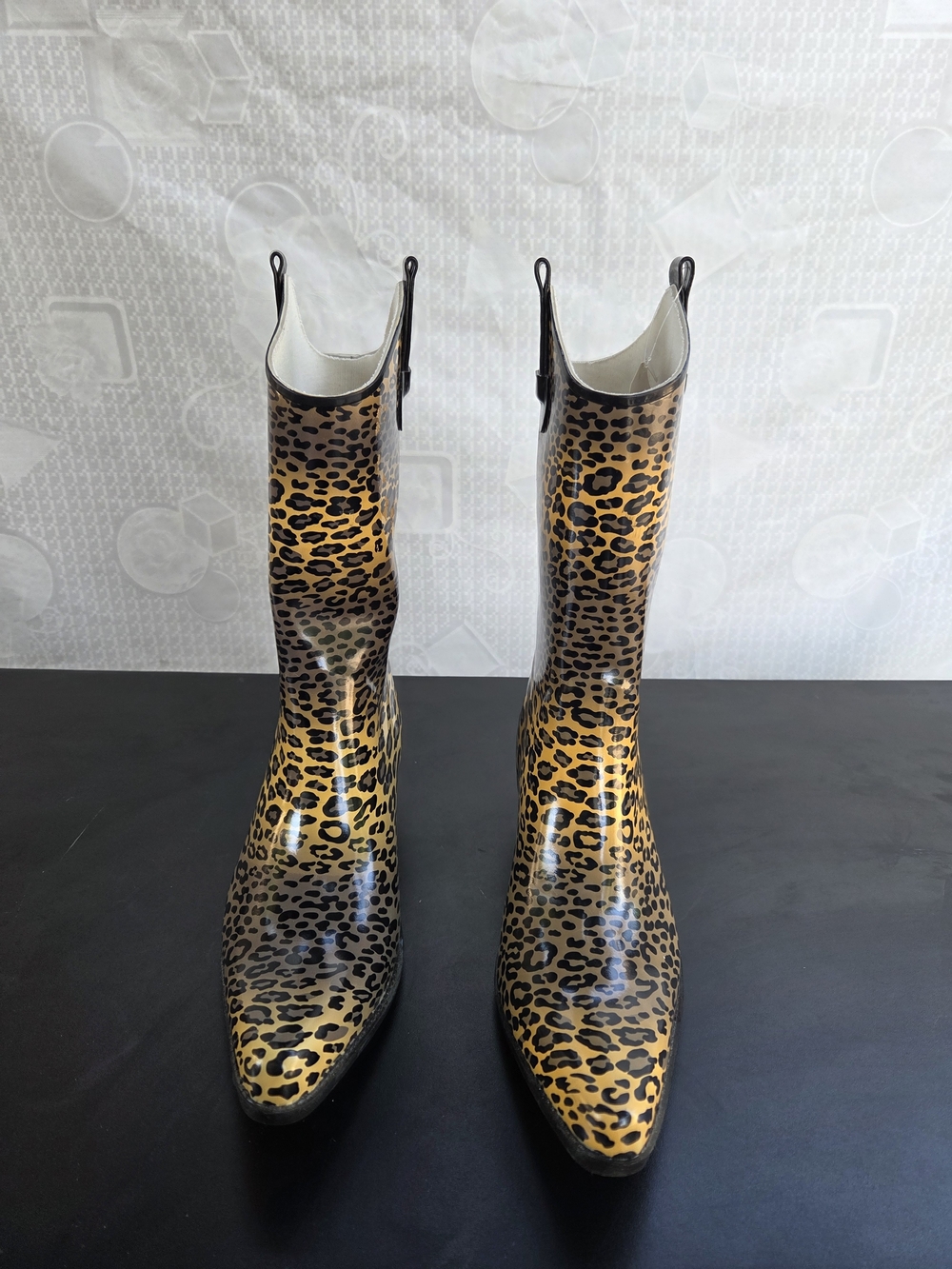 Corkys Leopard Print Patent Mid-Calf Heeled Boots - Brown/Black